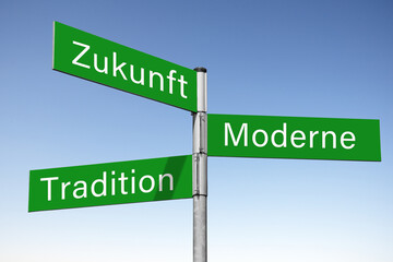 Tradition, Moderne, Zukunft, Wegweiser