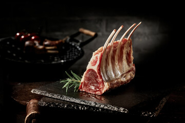 Fresh rack of lamb on slate board © exclusive-design
