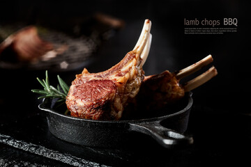 Tasty rack of lamb on pan