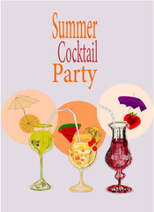 Cocktail illustration/Cocktail party flyer illustration/cocktail party flyer/cocktail party card.