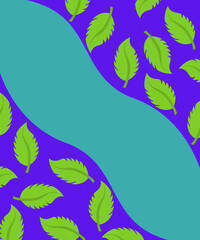 Fototapeta na wymiar Green leaves on blue and green background
