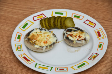mushrooms with cheese and pickles