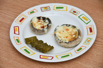mushrooms with cheese and pickles