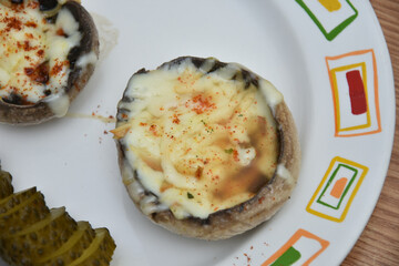 mushrooms with cheese and pickles