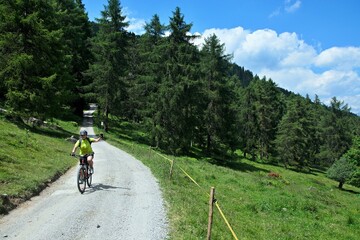 Italy-view on the cyclist in Trentino