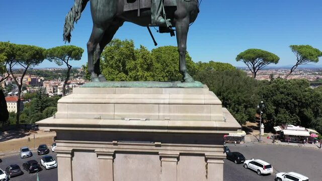 Aerial drone footage view of gianicolo Rome Italy no video editing
