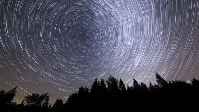 Beautiful night sky time lapse with startrails.