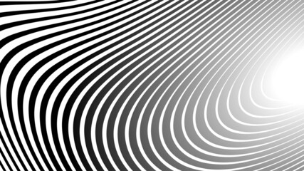 Black and white background. Abstract waves line stripes. Vector.