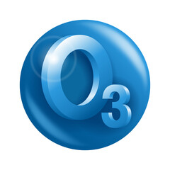 Obraz premium Ozone O3 3D icon - greenhouse gas pictogram