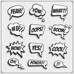 Cartoon speech bubbles. Template for your design.