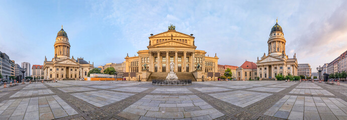 Obraz premium Panorama of Gendarmenmarkt square famous for its architecture, Berlin, Germany