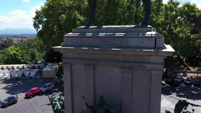 Aerial drone footage view of gianicolo Rome Italy no video editing
