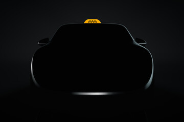Taxi car silhouette. Front view. Passenger transportation industry