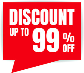 99 Percent Off, Discount Sign Banner or Poster. Special offer price signs