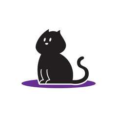 Cute Black Cat - Cute black cat vector illustration in sitting pose suitable for pet care business, children book illustration, sticker, clip art, halloween and mascot logo - Vector Illustration
