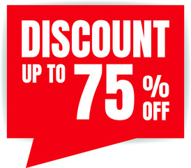 75 Percent Off, Discount Sign Banner or Poster. Special offer price signs