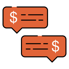 Speech bubbles with dollar depicting concept of financial chat