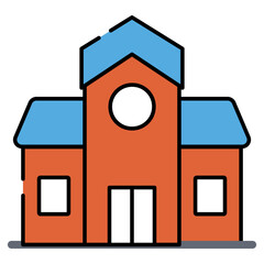 Residential property icon, flat design of bungalow 