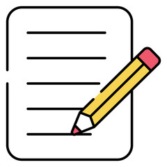 Paper with pencil, flat design icon of agreement