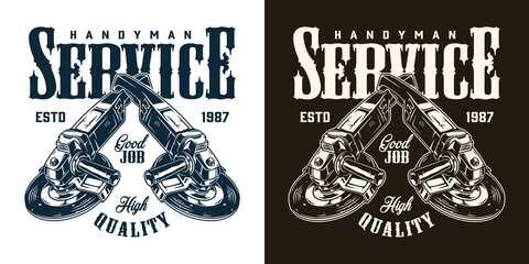 Fototapeta premium Handyman service monochrome logo