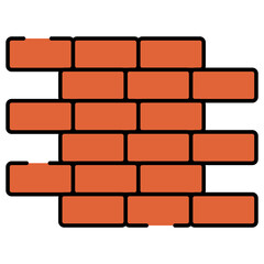 Bricks with trowel, icon of wall construction 