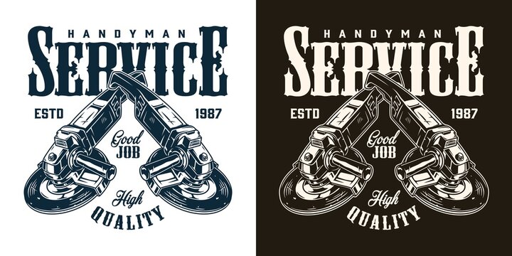 Handyman service monochrome logo