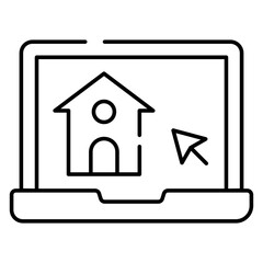 Obraz premium Home building inside laptop, icon of online real estate 