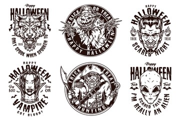 Obraz premium Halloween party vintage logos