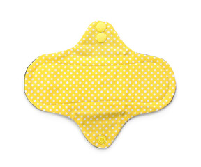 Cloth menstrual pad isolated on white, top view. Reusable female hygiene product