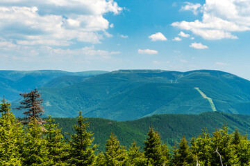 View to Dlouhe strane from Spaleny vrch hill in Jeseniky mountains in Czech republic
