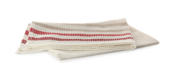 Fototapeta na wymiar One striped kitchen towel isolated on white