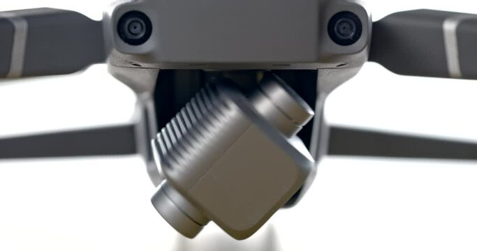 automatic setup of a video camera in a video drone. macro close-up and lens stabilization. 4k high quality video process 422