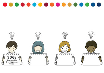 SDGsの取り組みアイディアやイメージをわかりやすく表現した、子供たちのイラスト