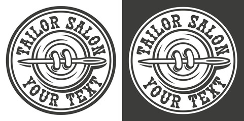 The vintage badge on the tailor salon theme. The text is in a separate group