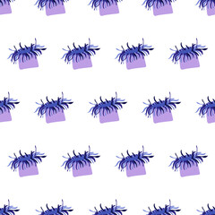 Fototapeta na wymiar Sea animal seamless pattern with purple sea anemone. Undersea world habitants print. Hand drawn underwater life vector illustration. Funny cartoon marine animals character for kid fabric, textile.