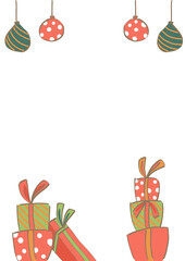 シンプルなクリスマスのプレゼント手書きフレーム素材