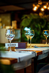 Set of dinner tables for celebration.