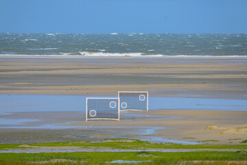 Football goals on the beach