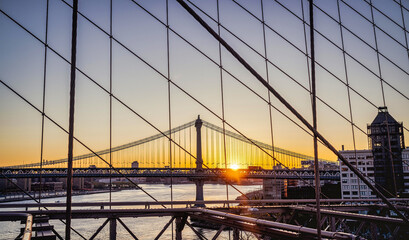 sunrise Brooklyn bridge Manhattan sun color yellow beautiful