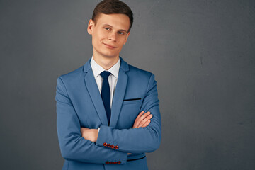 man in suit with tie posing businessman office professionals