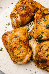 Overhead closeup of spicy air fried chicken thighs