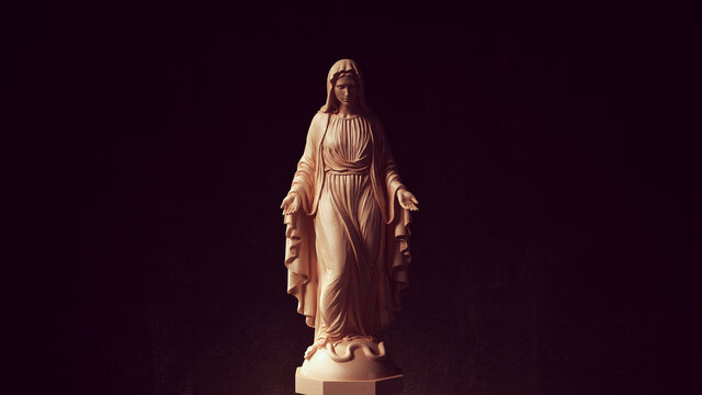 Virgin Mary Madonna Statue Religion Saint Art Sculpture God 3d illustration render	