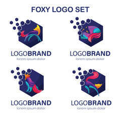 set of fox logo wih gradient style.