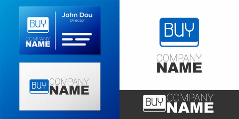 Obraz premium Logotype Buy button icon isolated on white background. Financial and stock investment market concept. Logo design template element. Vector