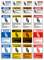 Obraz premium Warning Sign Breathing Apparatus Required Beyond This Point, Do Not Enter Without Appropriate PPE
