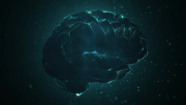 Animation graphic design of brain stem. Futuristic human brain interface concept. Scan technology. Neurons and neural connections 3D render. Neuronal activity