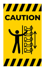 Warning Exposed Buckets and Moving Parts Symbol Sign Isolate on White Background,Vector Illustration