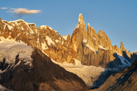 golden hour at sunrise at Cerro Torre