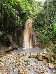 tropical waterfall with hot springs