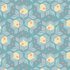Vector seamless boutonniere pattern of yellow flowers on a transparent background. Suitable for textiles, wrapping paper, tissue.